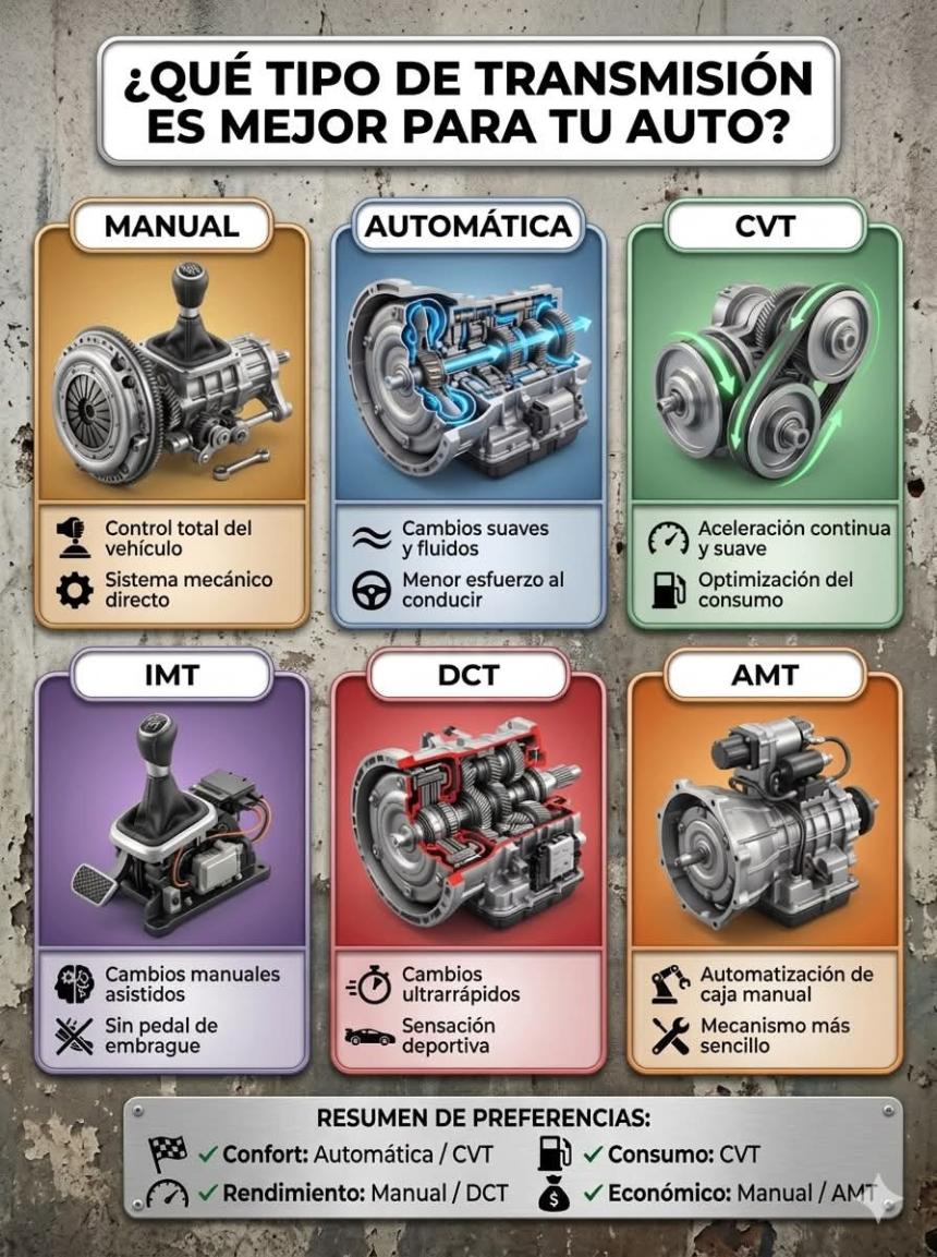 ¿Qué tipo de transmisión tiene tu auto?