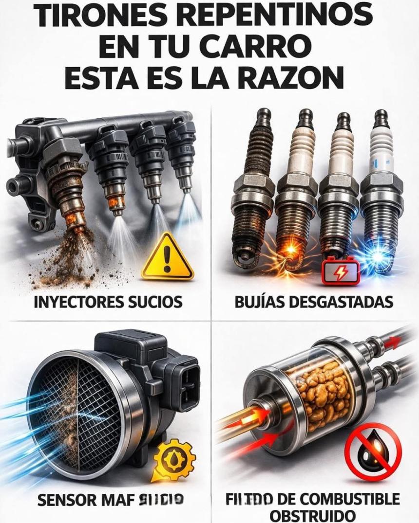 ¿Sabías que los tirones repentinos en tu carro son una señal clara de fallas en el sistema de combustión?